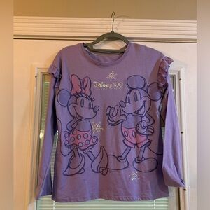 Disney 100 Purple Long Sleeve Tee with Mickey and Minnie Size XL (14-16)